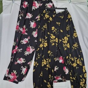 Torrid Women's Floral Wide Leg Pants Bundle Size 3 Black Flowing Boho Lounge Set